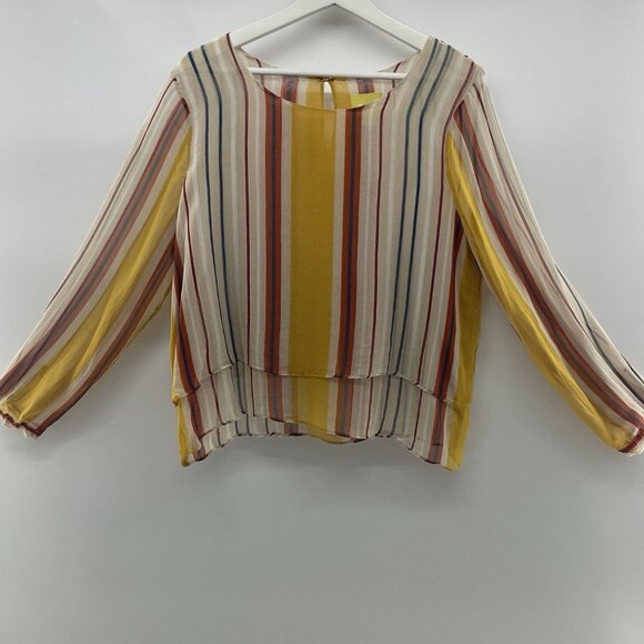 Anthropologie Maeve Zelda Silk Double Layer Tiered Semi-sheer Blouse M Like New - Picture 13 of 13